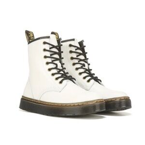 Dr. Martens Women’s White Leather Zavala 8 Eye Lace Up Combat Boots Size 7